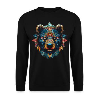 Bear Mandala Artwork Gift Animal Art Forest - Unisex Sweatshirt - black - Front - Alina (178cm) & Michal (187cm)