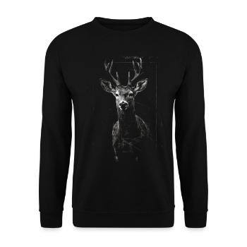 Deer Deer Forest Art Animal Gift Animal Motif - Sweat-shirt Unisexe - noir - Devant - Alina (178cm) & Michal (187cm)