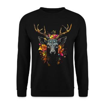 Deer Deer Forest Art Animal Gift Animal Motif - Sweat-shirt Unisexe - noir - Devant - Alina (178cm) & Michal (187cm)