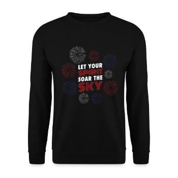 USA Independence Patriotic American Flag Fireworks - Unisex Sweatshirt - black - Front - Alina (178cm) & Michal (187cm)
