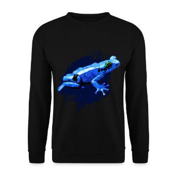 Pfeilgiftfrosch, Zeichnung Polygon, blauer Frosch - Unisex Pullover - Schwarz - Vorne - Alina (178cm) & Michal (187cm)
