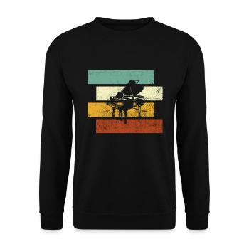 Klavier Retro - Unisex Pullover - Schwarz - Vorne - Alina (178cm) & Michal (187cm)