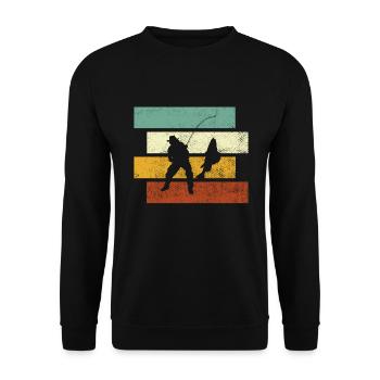 Fishing Retro - Unisex Sweatshirt - black - Front - Alina (178cm) & Michal (187cm)
