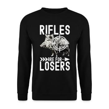 Chasseurs Chasse au sanglier - Sweat-shirt Unisexe - noir - Devant - Alina (178cm) & Michal (187cm)