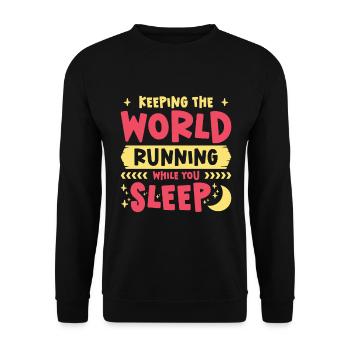 Night Shift Worker Graveyard Duty - Unisex Sweatshirt - black - Front - Alina (178cm) & Michal (187cm)