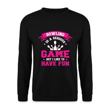 Bowling Frauen Bowler Kugel Strike - Unisex Pullover - Schwarz - Vorne - Alina (178cm) & Michal (187cm)