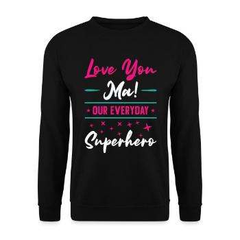 Fête des mères Super Mama Super-héroïne Mamie Héroïne - Sweat-shirt Unisexe - noir - Devant - Alina (178cm) & Michal (187cm)