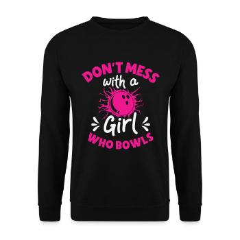 Bowling Frauen Bowler Kugel Strike - Unisex Pullover - Schwarz - Vorne - Alina (178cm) & Michal (187cm)