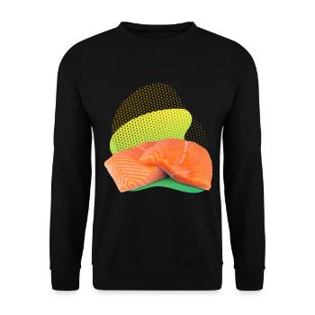 Salmon, Salmon, Salmon Steak, Smoked Salmon - Unisex Sweatshirt - black - Front - Alina (178cm) & Michal (187cm)