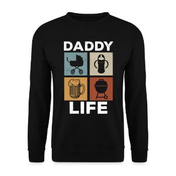 Daddy Life - First Father's Day Daddy Father's Day - Unisex Pullover - Schwarz - Vorne - Alina (178cm) & Michal (187cm)