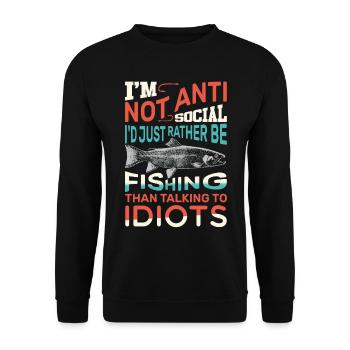 I'd Rather Be Fishing - Unisex Sweatshirt - black - Front - Alina (178cm) & Michal (187cm)