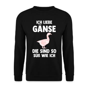 Gans Gänse - Unisex Pullover - Schwarz - Vorne - Alina (178cm) & Michal (187cm)