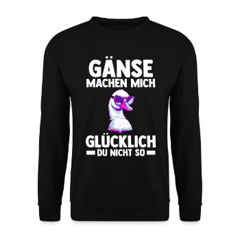 Gans Gänse - Unisex Pullover - Schwarz - Vorne - Alina (178cm) & Michal (187cm)