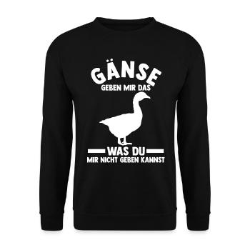 Gans Gänse - Unisex Pullover - Schwarz - Vorne - Alina (178cm) & Michal (187cm)