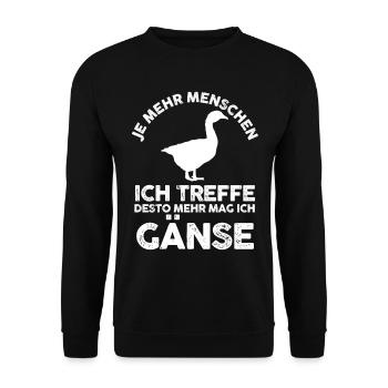Gans Gänse - Unisex Pullover - Schwarz - Vorne - Alina (178cm) & Michal (187cm)
