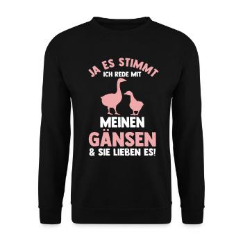Gans Gänse - Unisex Pullover - Schwarz - Vorne - Alina (178cm) & Michal (187cm)