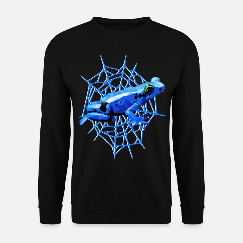 Pfeilgiftfrosch mit Spinnennetz, blauer Frosch - Unisex Pullover - Schwarz