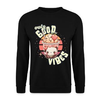Only Good Vibes: Good Life Kawaii Boba Bubble Tea - Unisex Sweatshirt - black - Front - Alina (178cm) & Michal (187cm)
