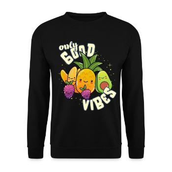 Only Good Vibes: Good Life Sweet Kawaii Fruit - Unisex Sweatshirt - black - Front - Alina (178cm) & Michal (187cm)