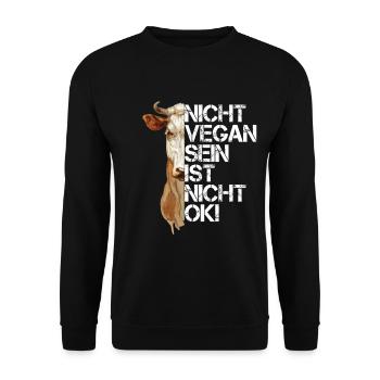 Nicht Vegan Sein Ist Nicht Ok! - Unisex Pullover - Schwarz - Vorne - Alina (178cm) & Michal (187cm)