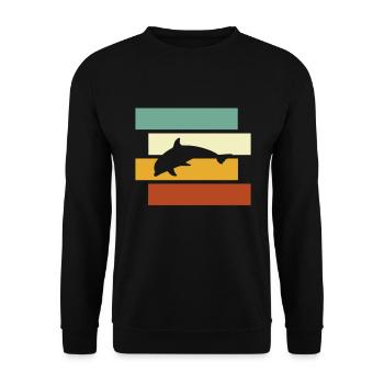 Delfin Retro - Unisex Pullover - Schwarz - Vorne - Alina (178cm) & Michal (187cm)