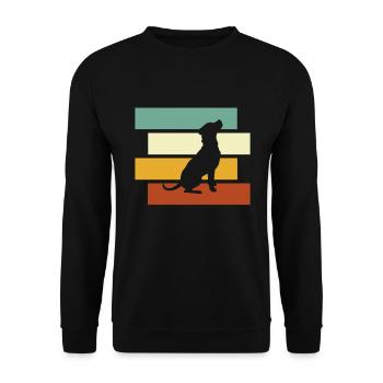 Hund Retro - Unisex Pullover - Schwarz - Vorne - Alina (178cm) & Michal (187cm)