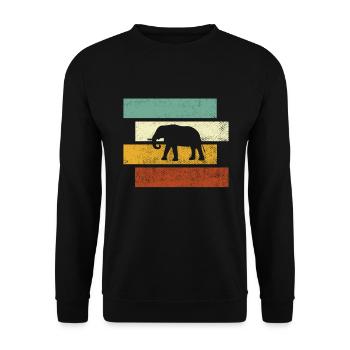 Elefant Retro - Unisex Pullover - Schwarz - Vorne - Alina (178cm) & Michal (187cm)