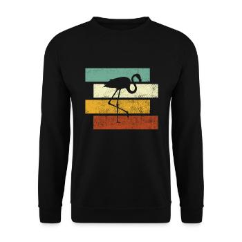 Flamant rose Rétro - Sweat-shirt Unisexe - noir - Devant - Alina (178cm) & Michal (187cm)