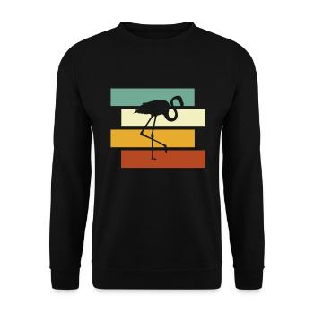 Flamant rose Rétro - Sweat-shirt Unisexe - noir - Devant - Alina (178cm) & Michal (187cm)