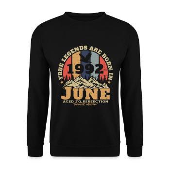 1992 Retro Vintage Born in June 1992 Anniversary - Unisex Sweatshirt - black - Front - Alina (178cm) & Michal (187cm)