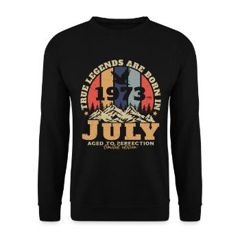 Né juillet 1973 Anniversaire juillet 1973 - Sweat-shirt Unisexe - noir - Devant - Alina (178cm) & Michal (187cm)