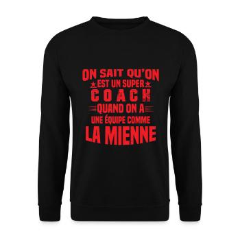 Un Super Coach Cadeau Entraîneur Sportif Humour - Sweat-shirt Unisexe - noir - Devant - Alina (178cm) & Michal (187cm)