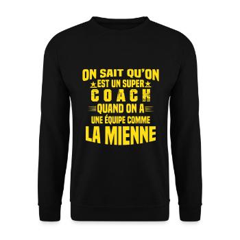 Un Super Coach Cadeau Entraîneur Sportif Humour - Sweat-shirt Unisexe - noir - Devant - Alina (178cm) & Michal (187cm)