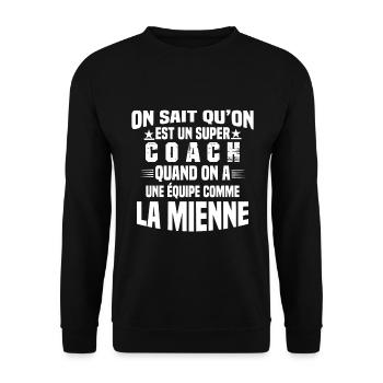 Un Super Coach Cadeau Entraîneur Sportif Humour - Sweat-shirt Unisexe - noir - Devant - Alina (178cm) & Michal (187cm)