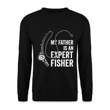 Fisherman Fathers Day Hunting Fishes Dad Fishing - Unisex Sweatshirt - black - Front - Alina (178cm) & Michal (187cm)