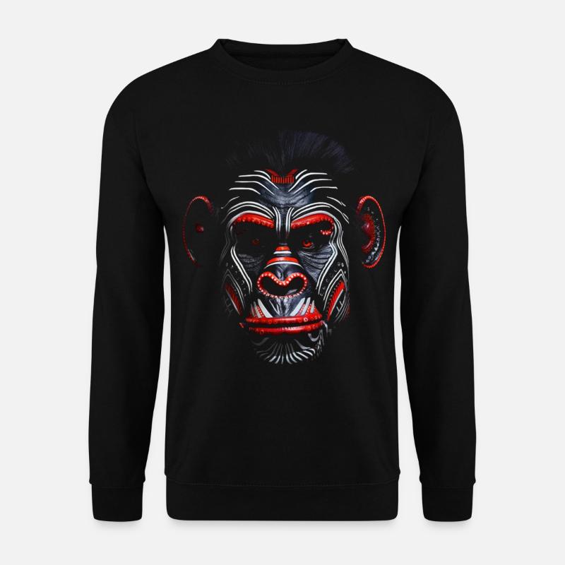 Affe Gesichtsbemalung Polygon Bunt Zoo Afrika Tier - Unisex Pullover - Schwarz