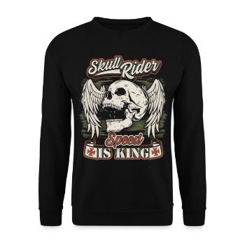 Biker skull with angel wings for motorcyclists - Unisex Sweatshirt - black - Front - Alina (178cm) & Michal (187cm)