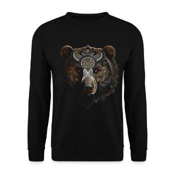 Bear Mandala Fantasy Creative Gift Animal Motif - Unisex Sweatshirt - black - Front - Alina (178cm) & Michal (187cm)