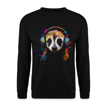 Meerkat Headphones Animal Music Art Musician - Unisex Sweatshirt - black - Front - Alina (178cm) & Michal (187cm)