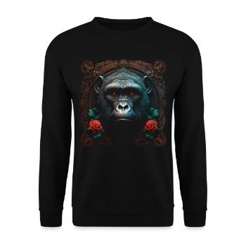 Gorilla Animal Monkey Zoo Animal Motif Animal Lover - Sweat-shirt Unisexe - noir - Devant - Alina (178cm) & Michal (187cm)