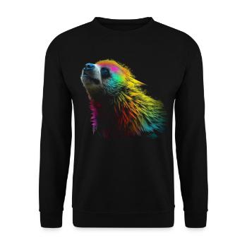 Faultier Tier Geschenk Tiermotiv Tierisch Bunt - Unisex Pullover - Schwarz - Vorne - Alina (178cm) & Michal (187cm)