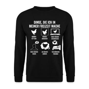Huhn Landwirt Bauernhof Hühner - Unisex Pullover - Schwarz - Vorne - Alina (178cm) & Michal (187cm)