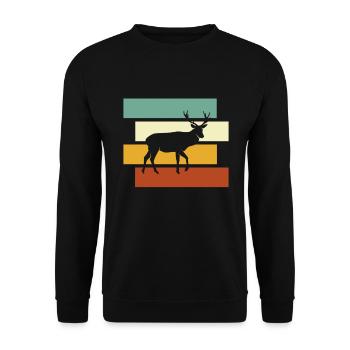 Hirsch Retro - Unisex Sweatshirt - black - Front - Alina (178cm) & Michal (187cm)