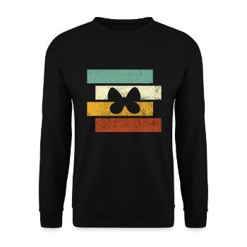 Schmetterling Retro - Unisex Pullover - Schwarz - Vorne - Alina (178cm) & Michal (187cm)