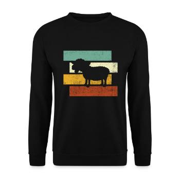 Schaf retro - Unisex Pullover - Schwarz - Vorne - Alina (178cm) & Michal (187cm)
