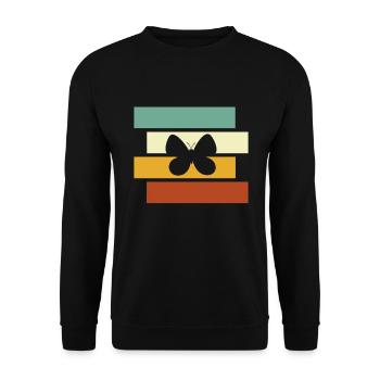 Schmetterling Retro - Unisex Pullover - Schwarz - Vorne - Alina (178cm) & Michal (187cm)