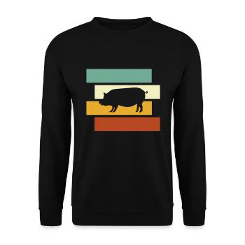 Cochon Rétro - Sweat-shirt Unisexe - noir - Devant - Alina (178cm) & Michal (187cm)