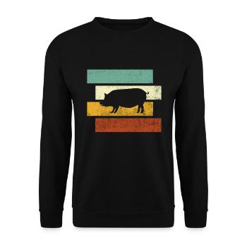 Cochon Rétro - Sweat-shirt Unisexe - noir - Devant - Alina (178cm) & Michal (187cm)