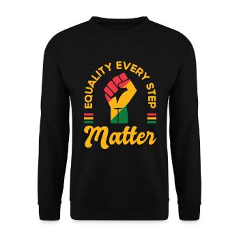 Schwarze Geschichte Juneteenth Solidarität - Unisex Pullover - Schwarz - Vorne - Alina (178cm) & Michal (187cm)