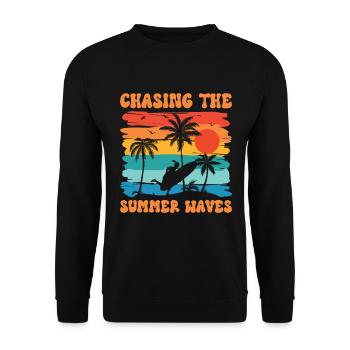 Surf Tropical Surfen Sommer Surfbrett Sport - Unisex Pullover - Schwarz - Vorne - Alina (178cm) & Michal (187cm)